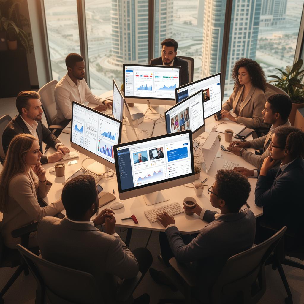 VibeReach Media team collaborating in Dubai office